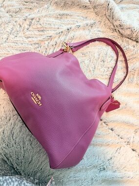 Coach Purple-Pink Pebbled Leather Shoulder Bag